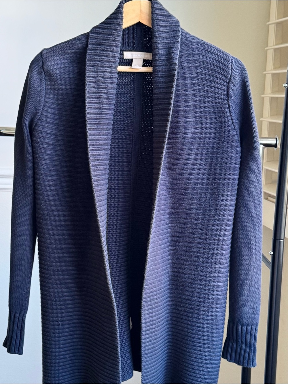 Banana Republic Open-Front Ribbed Cardigan Sweater Women’s Navy-Blue L Pre-owned
